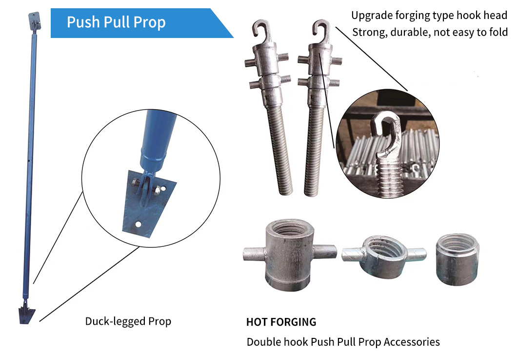 Formwork Wall Adjustable Q235 Steel Shoring Push Pull Scaffolding Prop