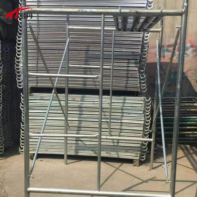 4FT X 6FT H Workers Walk Through Galvanized Steel Frame Scaffolding with Ladder