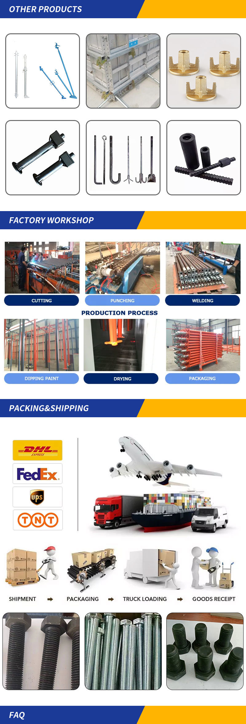 Grade 8.8 10.9 ASTM A325 High Strength Hot DIP Galvanized Hex Bolt and Nuts