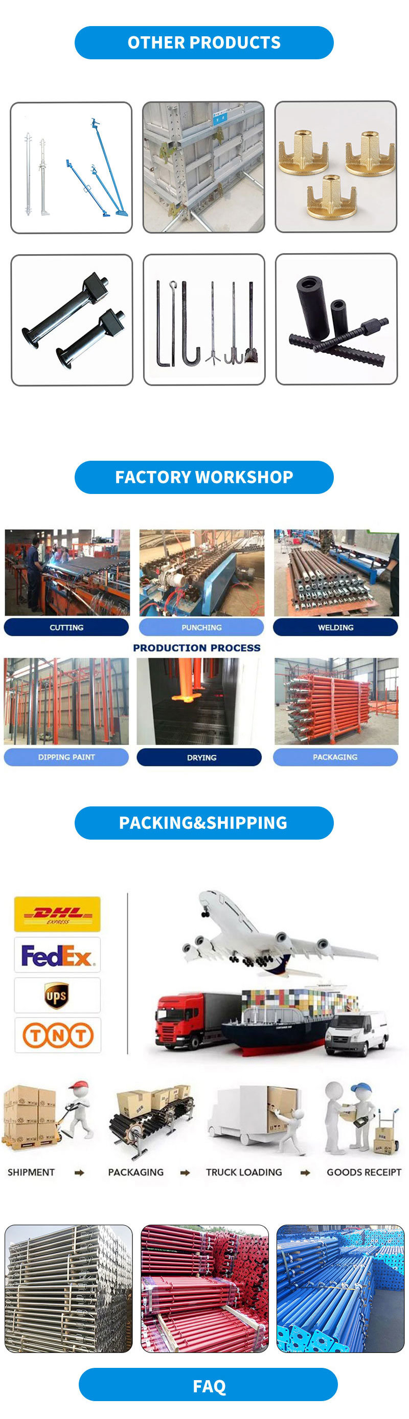 Adjustable Galvanized Steel Pole Support Scaffolding Props