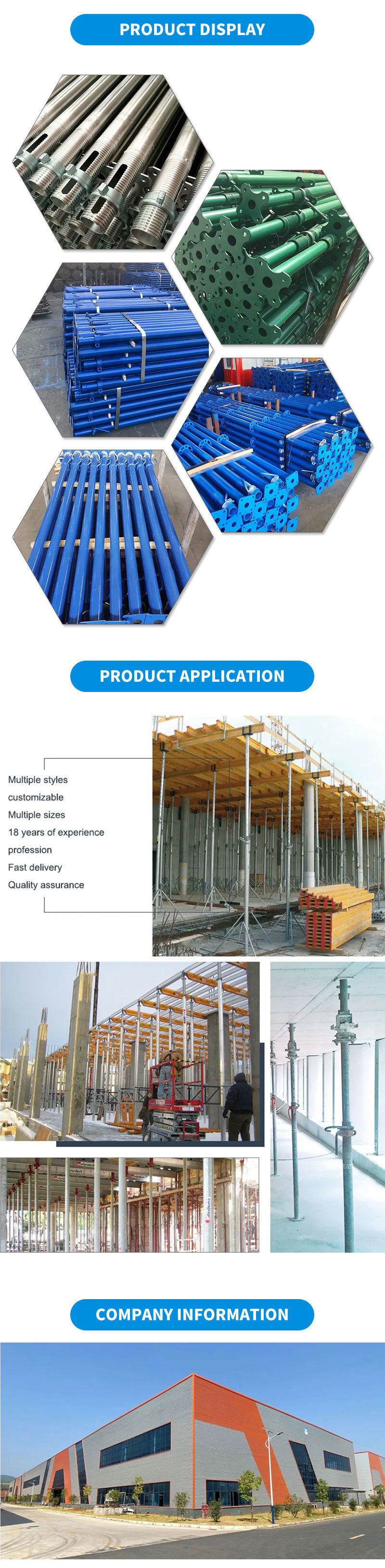 Galvanized Formwork Adjustable Steel Props Shoring Supporting Jack Factory Price