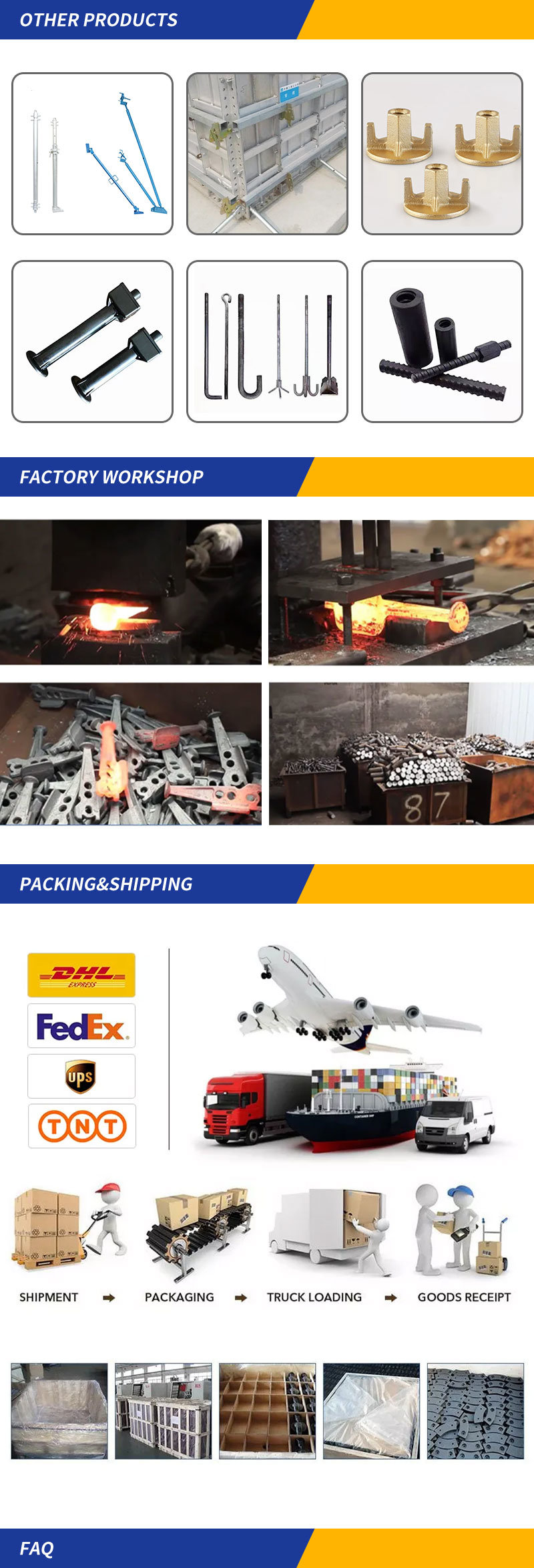 Fasteners Wedge Pin Steel Concrete Aluminum Form Work