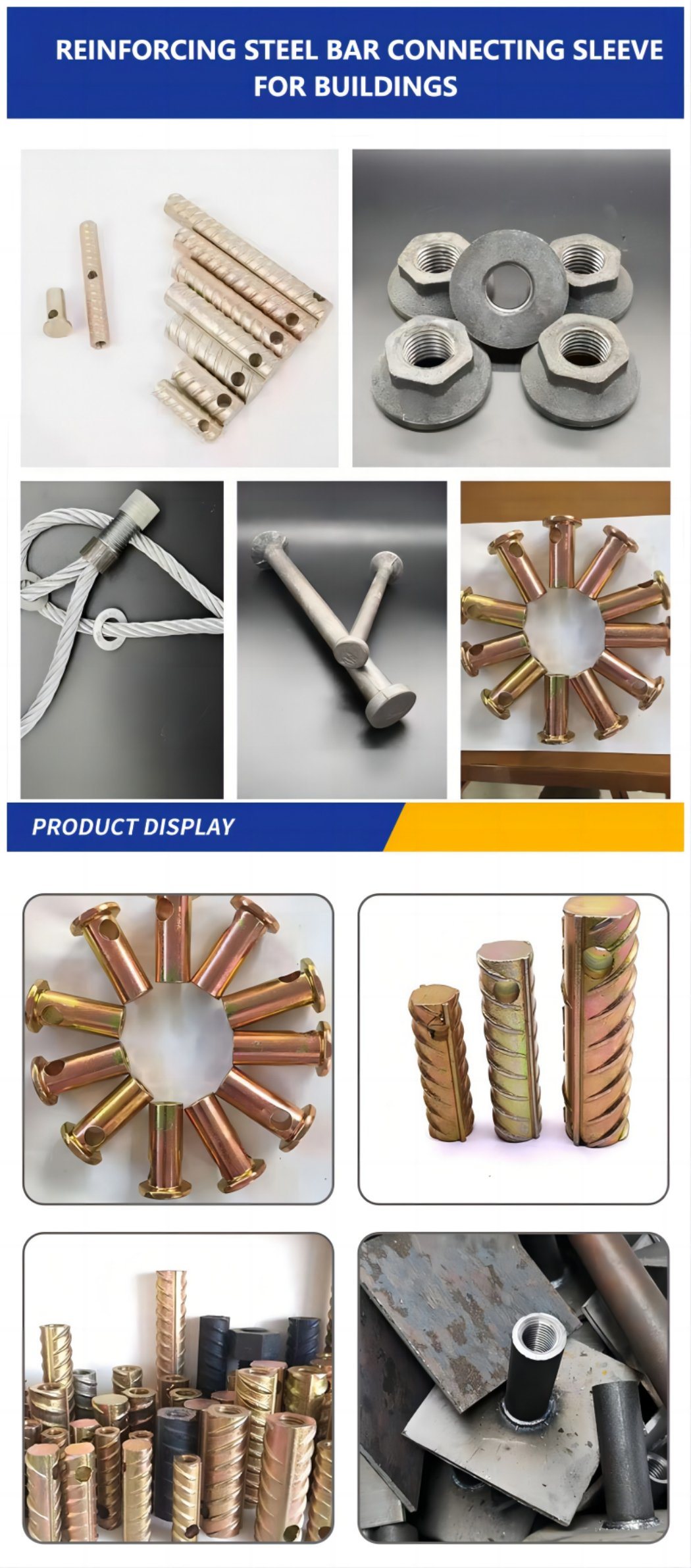 M12 M16 M18 Precast Concrete Rebar Connecting Threaded Sleeve for Construction